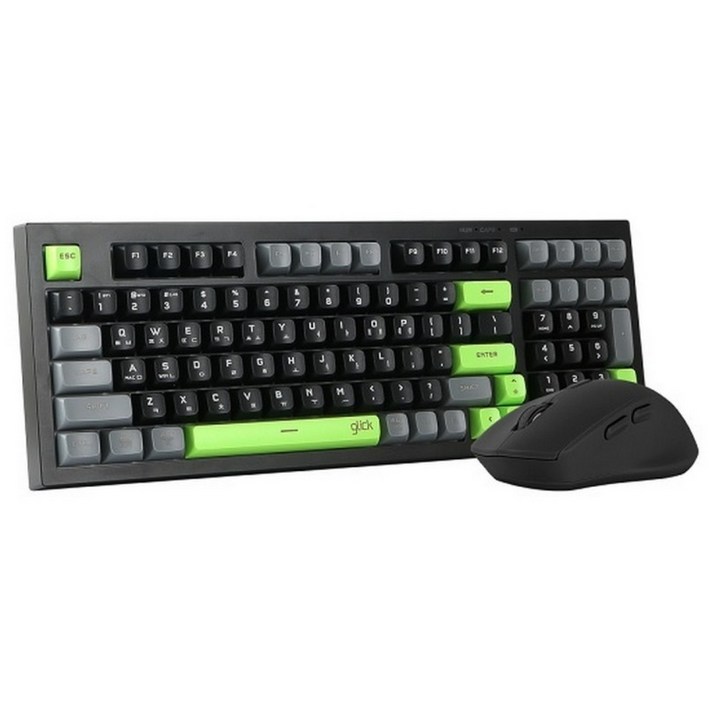 지클릭커 오피스프로 WMK50 사일런스 M 98 무선 키보드 마우스 세트, 일반형, Poker Green, WMK50