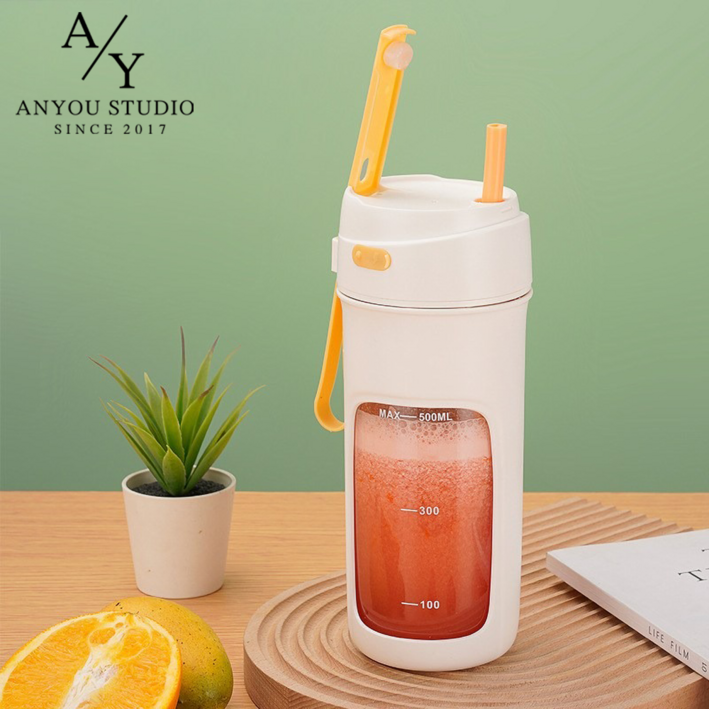 ANYOU 휴대용 무선 미니 믹서기 사무실이나 야외에서 모두 휴대하고 사용할 수 있어 미니 슬러시 머신 강력한 모터 착즙기 USB 충전식 편리하고 빠르다 믹서기