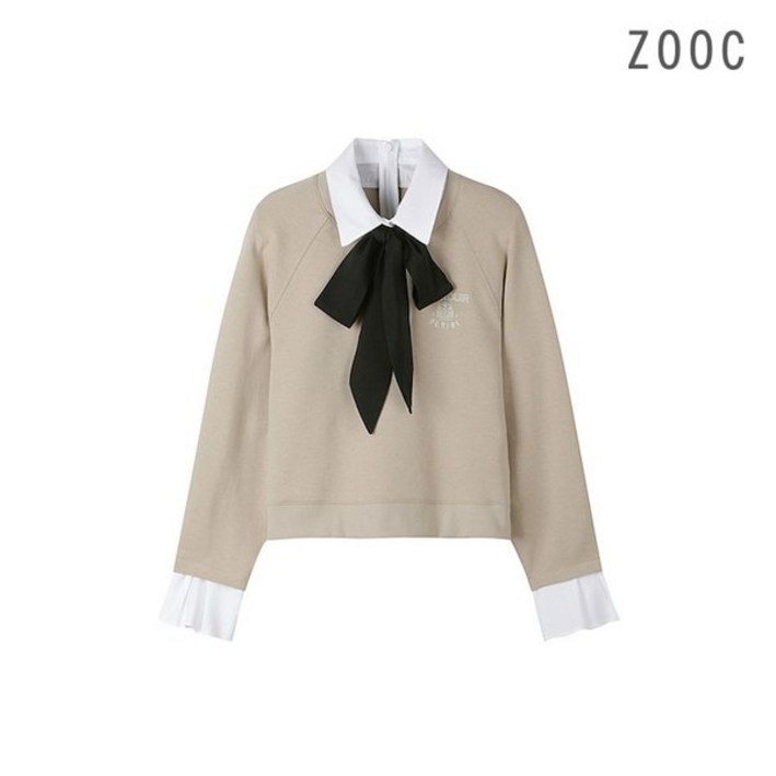 백화점 정품 ZOOC 맨투맨 타이 세트 셔츠 레이어드 크롭 BEV231PSM904