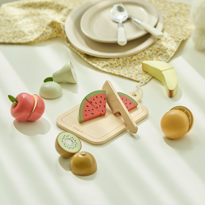 원목 과일 자르기 유아용 야채 장난감 주방 소꿉 놀이 세트 폴라비 3종