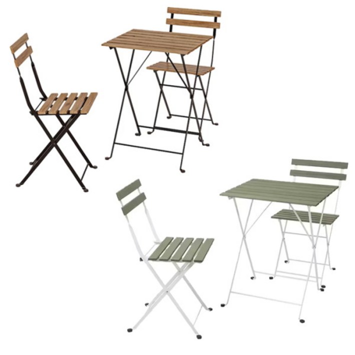 이케아2인식탁 [이케아] TARNO 테르뇌 야외테이블+의자2개세트/식탁세트/2인식탁/책상/정원/테라스, 색상:화이트/그린_994.907.78