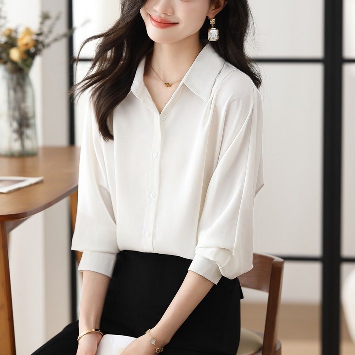 세련닷 여성 긴팔 쉬폰 셔츠 블라우스 세련닷 여성 긴팔 쉬폰 셔츠 블라우스
