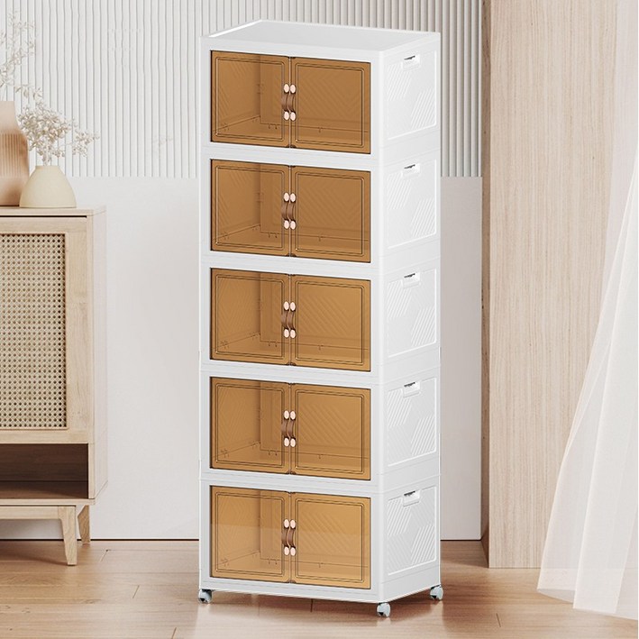 Homey Nest 대용량 리빙박스 가정용 다용도 이동식 폴딩 수납 정리함, 대형 폭 50cm, 3단