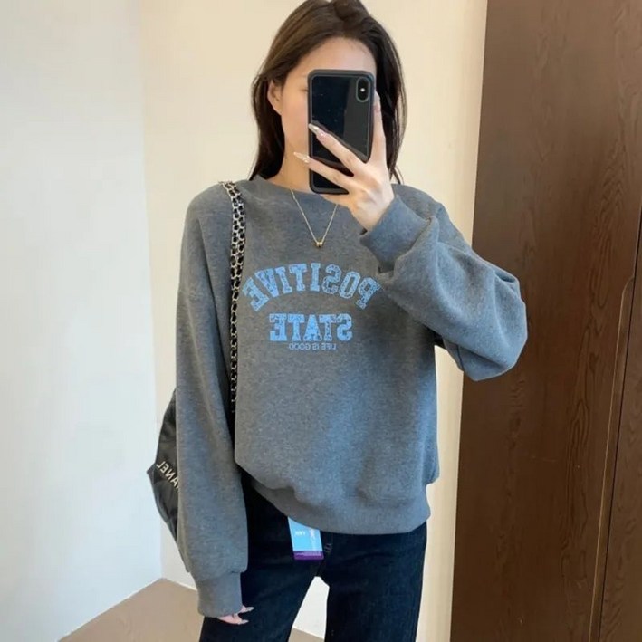 COSYEVNO  여성 캐주얼 맨투맨 티셔츠 봄 가을 긴팔 프린트 스웨트셔츠 LFHnswy-3