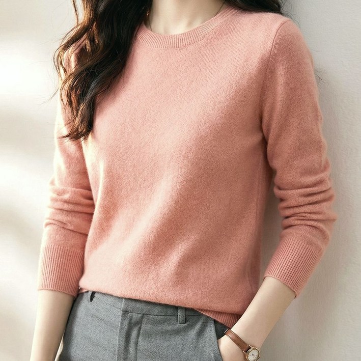 소프트터치 여성 라운드넥 긴팔 니트 데일리 비스코스 니트