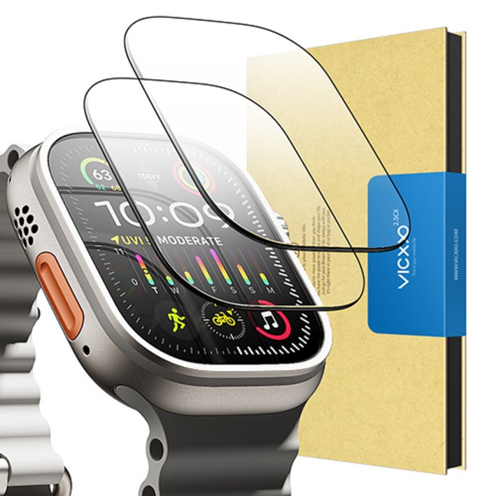 빅쏘 애플워치 울트라3 울트라2 울트라1 49mm 전면 강화유리 지문방지 액정보호필름 2매