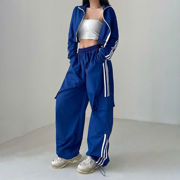 나이스다 여성 빅사이즈 와이드 스트링 밴딩 카고 바지 M~3XL
