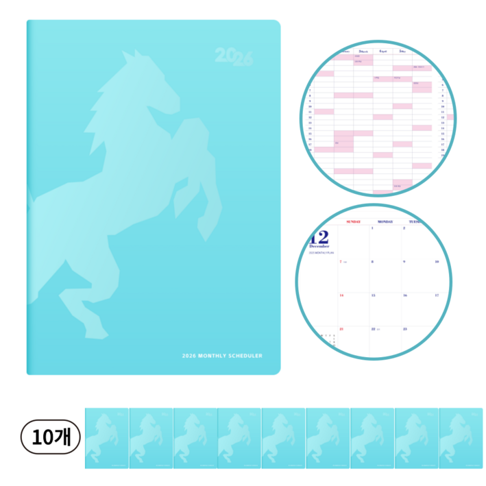 탐나 2026년도 A4먼슬리 플래너 다이어리 스케줄러, 10개, 민트