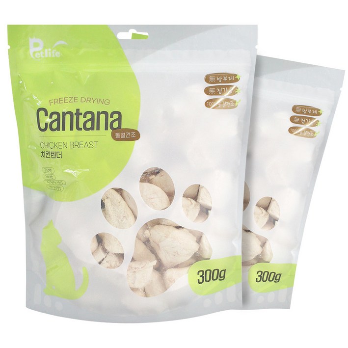 펫라이프 칸타나 동결건조 치킨텐더300g x2개, 단일상품 펫라이프 칸타나 동결건조 치킨텐더300g x2개, 단일상품