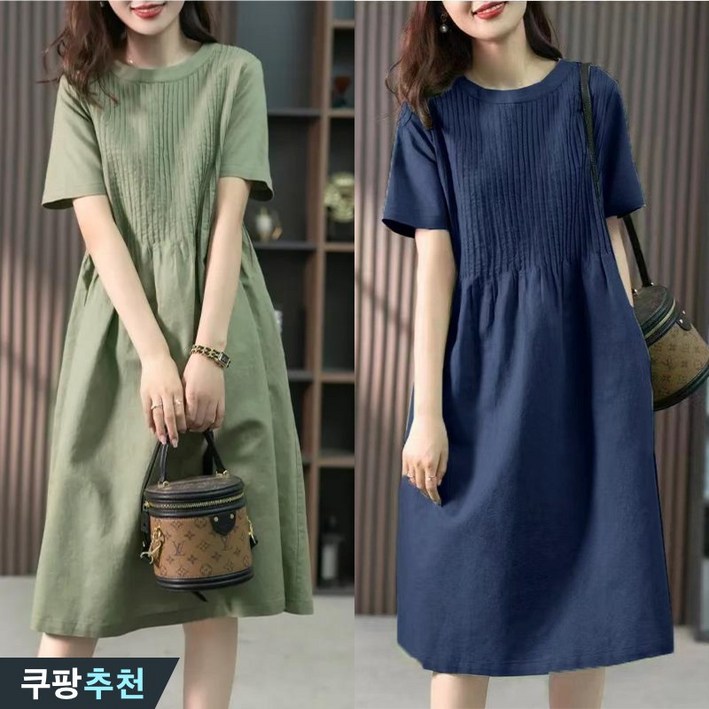 완전 편한 85kg까지 여성 우아한 플리츠 면마 반팔 원피스 여름 날씬해 사이즈 주름 박스 순색 마원피스 프렌치 린넨 큰언니 기질 단아한 코디 큰옷 xl4 데일리 롱 원피스