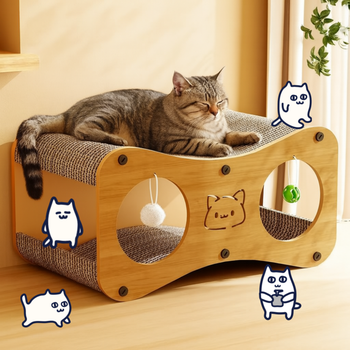 드리피 고양이 숨숨집 하우스 터널형 스크래쳐 장난감