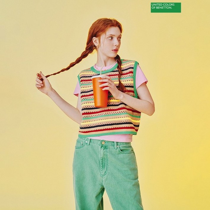 베네통 아울렛 스카시 단가라 니트 베스트 BAKVA2531 301349