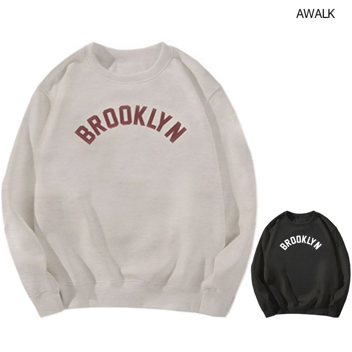 브루클린맨투맨 어워크 남녀공용 특양면 기본핏 맨투맨 브루클린 스윗셔츠