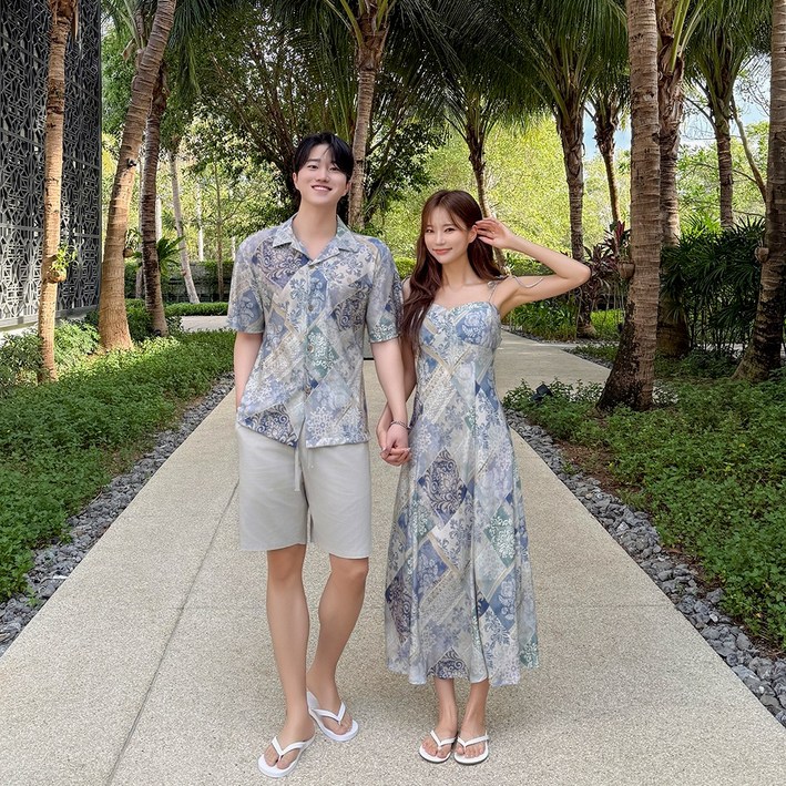 카프리 휴양지커플룩 허니문 하와이안 커플휴양지룩 바캉스 신혼여행 시밀러룩