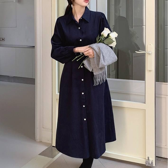 와이와이(YY) 셔츠 카라 롱 원피스