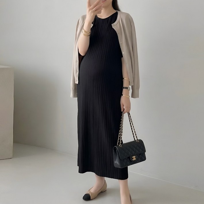 당일출고 수엠W 임산부 주름 플리츠 롱원피스 반팔 루즈핏 빅사이즈 T07 리플원피스