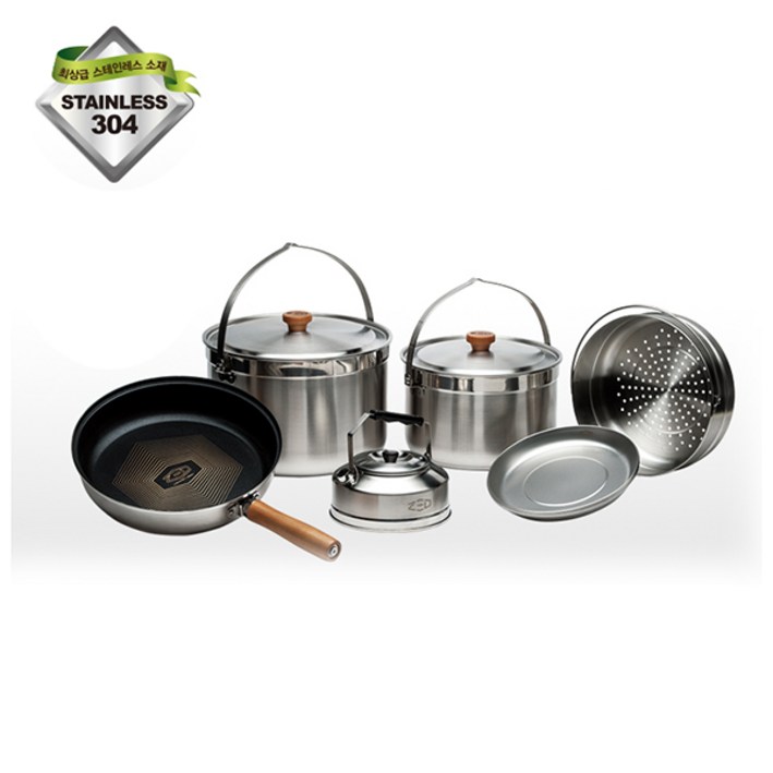 제드 스텐코펠캠쿡2 L 6~7인용 304스텐 3중바닥 코펠 세트, 1개