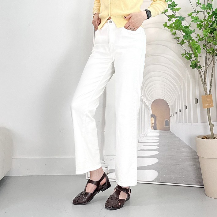 103st 세미 와이드 팬츠 5컬러 밴딩 스판 면 일자 통바지여성 빅사이즈 S3XL