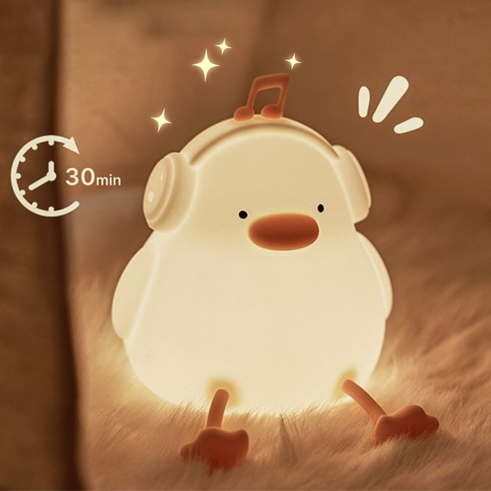 Anystar 실리콘 오리 무드등 타이머 수면등, 흰색