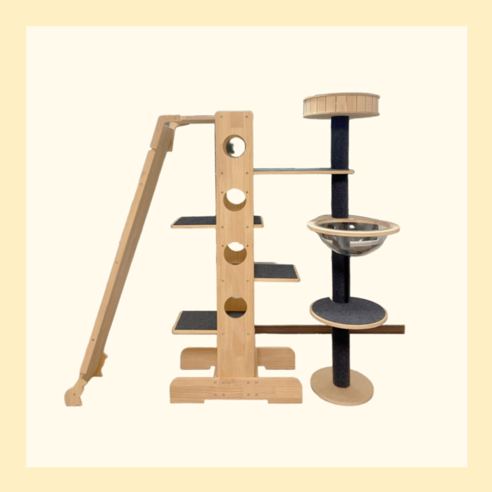 더브릭 튼튼한 캣타워 캣휠 캣폴 고양이 원목 캣워크 캣워커 타워 대형 선반 캣폴 켓타워