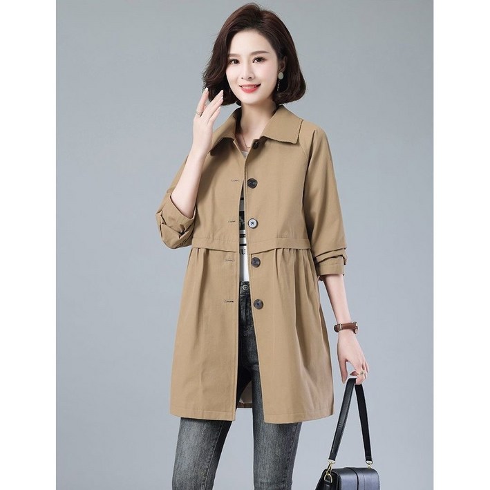 보그핏 이네스아우터/ 여성 야상 하프기장 카라넥 단추 자켓 아우터