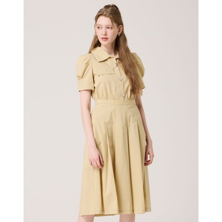 르샵 투포켓 오픈카라 반팔원피스LC22OP420