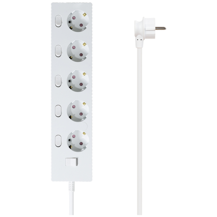 파워존 4000W 고용량 웨이브 개별스위치 과부하차단 5구 멀티탭 콘센트 50cm 1.5m 3m 5m 7m, 1개