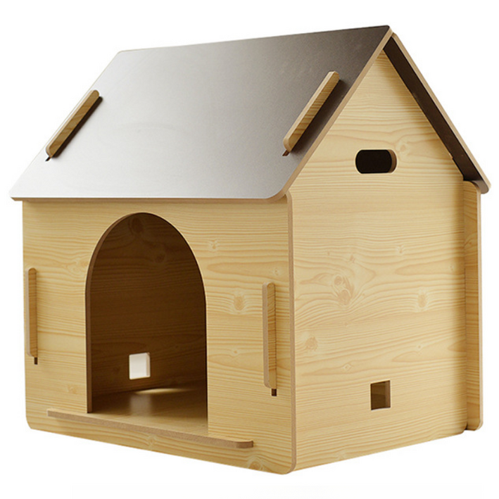 아이위크 반려견 애견 우드 케이지 사계절 펫 집 (철문 미포함), 블랙, 1개