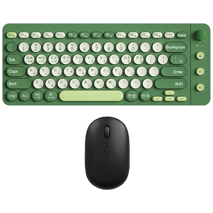 휴대용 태블릿 스마트폰 충전식 블루투스 키보드 무선 키보드 텐키리스, 다크그린콤비