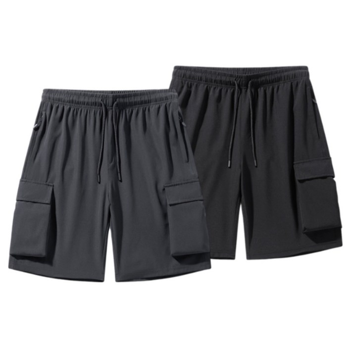 낼리버 1+1 남성용 카고 쿨 반바지 냉감 팬츠 블랙+그레이