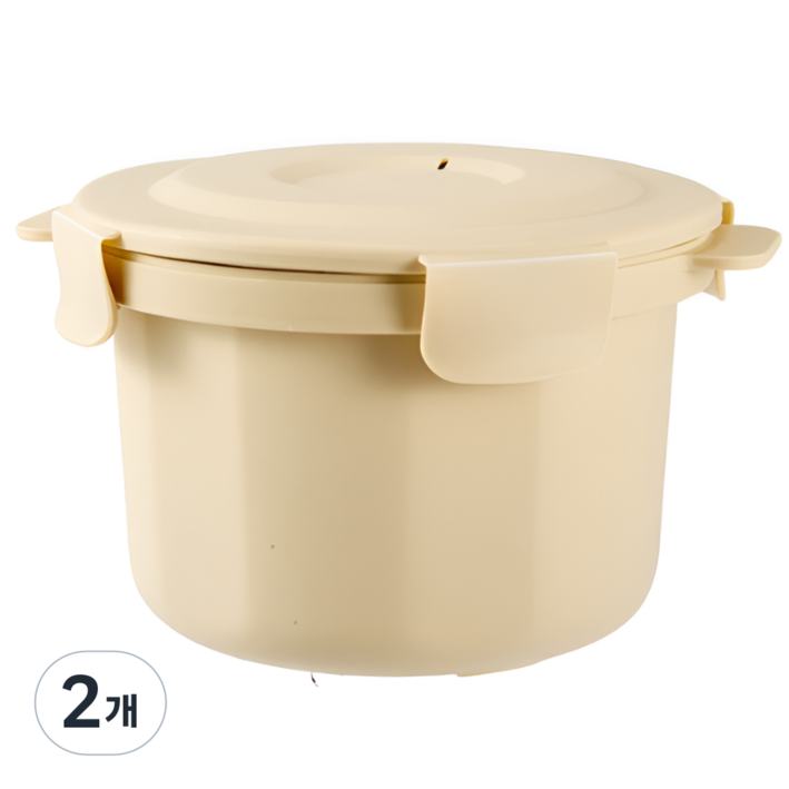 라잇고즈 저당밥솥 다이어트 당뇨 미니밥솥 전자레인지찜기, 2개, 베이지