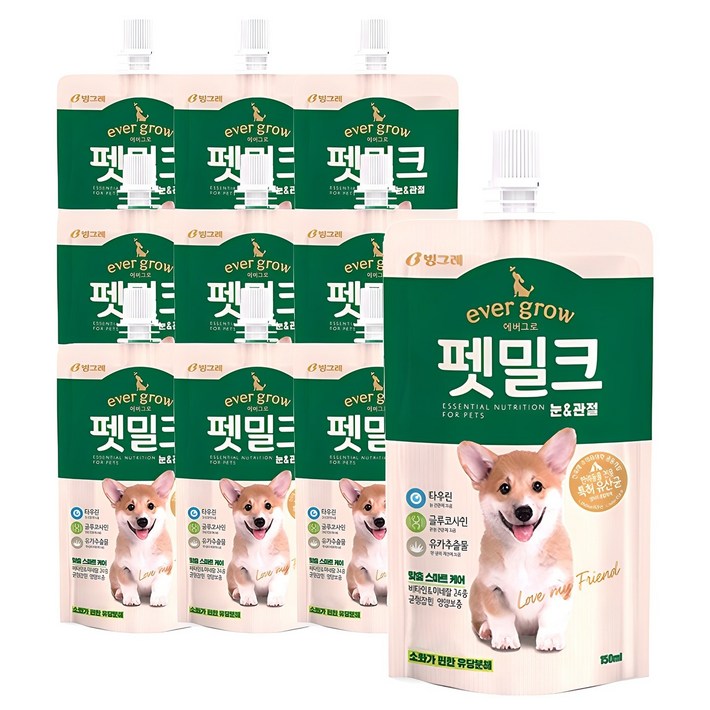 에버그로 강아지 펫밀크, 눈관절 맛, 150ml, 10개 에버그로 강아지 펫밀크, 눈관절 맛, 150ml, 10개