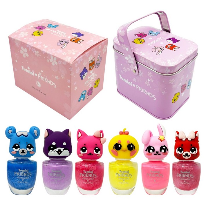 투미니 프렌즈 수성 어린이 매니큐어 6종 + 틴케이스
