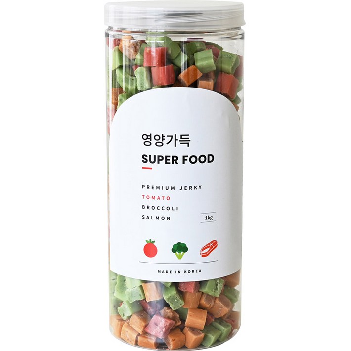 제로랩스 강아지 영양가득 져키, 혼합맛토마토브로콜리연어, 1kg, 1개 제로랩스 강아지 영양가득 져키, 혼합맛토마토브로콜리연어, 1kg, 1개