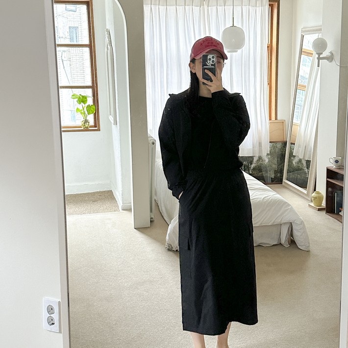 토마토팩토리 여성용 피어나 아노락 스트릿 바람막이  카고 롱 스커트 세트