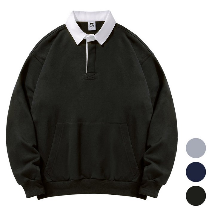 엠씨티 문컬렉션 카라 포켓 오버핏 맨투맨 티셔츠