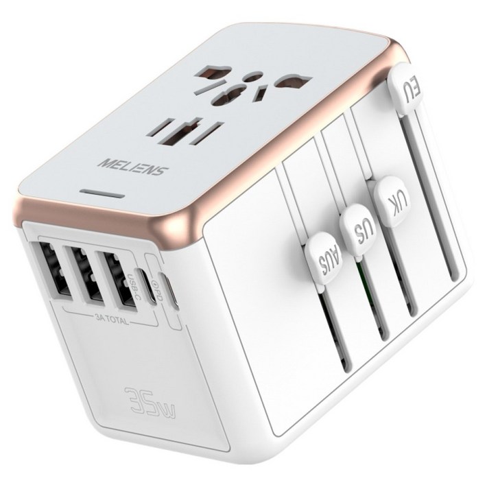 멜리언스 해외여행용 5포트 초고속충전 멀티 어댑터 화이트 PD35W MLOL1, 1개