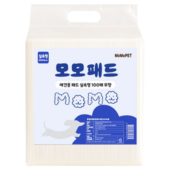 모모 강아지 실속형 배변패드 무향, 1개, 100개입