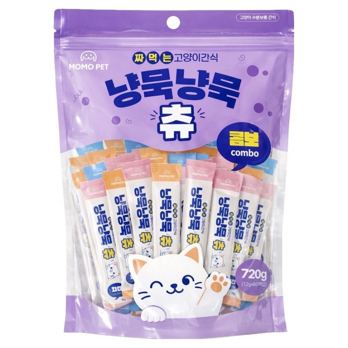MOMOPET 냥묵냥묵 고양이 대용량 짜먹는 간식 60p, 1개, 720g, 콤보치킨참치연어