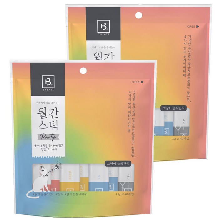 브리더랩 고양이 월간스틱 파티 짜먹는 간식 4종 세트