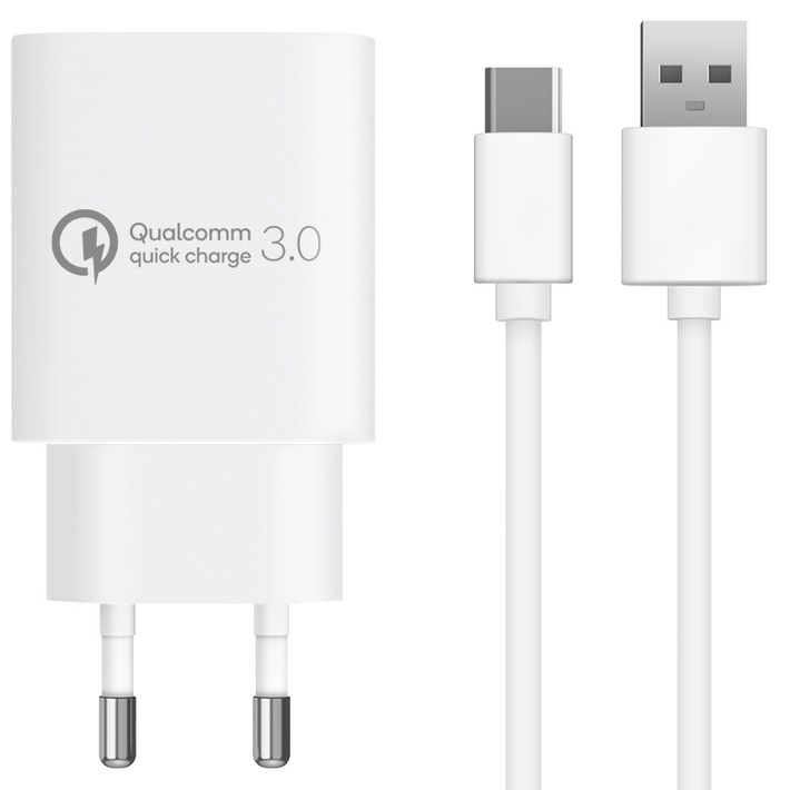 홈플래닛 퀄컴 공식인증 QC3.0 18W 고속충전기  C타입 충전케이블 1.2m 세트