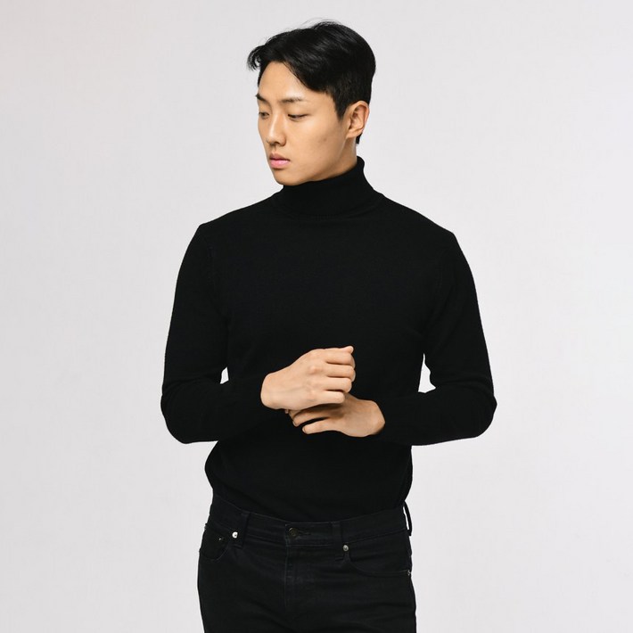 엘엑스티 남성용 소프트 울100 목폴라 터틀넥 니트 스웨터