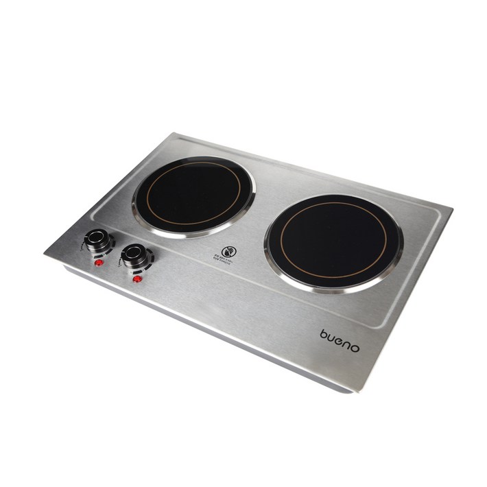 BUENO 세라믹 스테인레스 하일라이트 전기레인지 2구, DO4020, 빌트인