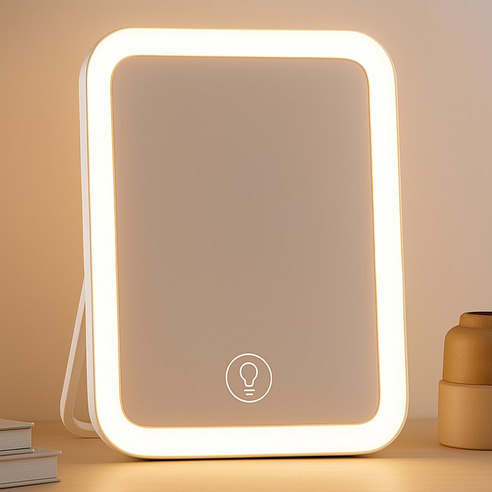 보나리빙 휴대용 접이식 LED 화장 거울 C타입 대형