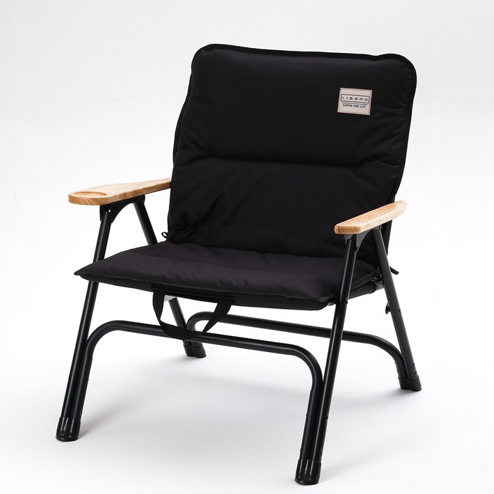 LIBERO 스너그 폴딩 쿠션 캠핑 체어, 블랙, 1개