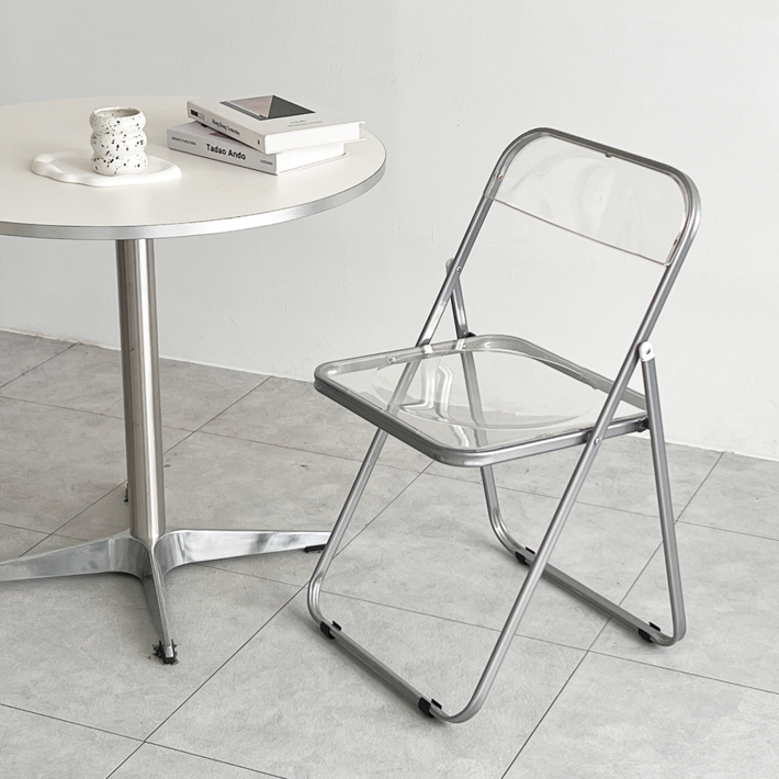 오브민 접이식 인테리어 의자, 클리어투명, 1개