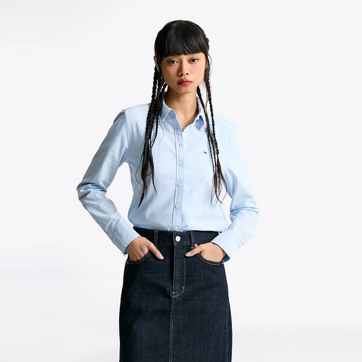 타미힐피거 슬림 옥스포드 쿨맥스 셔츠 T32F0WSH01TWT2C12