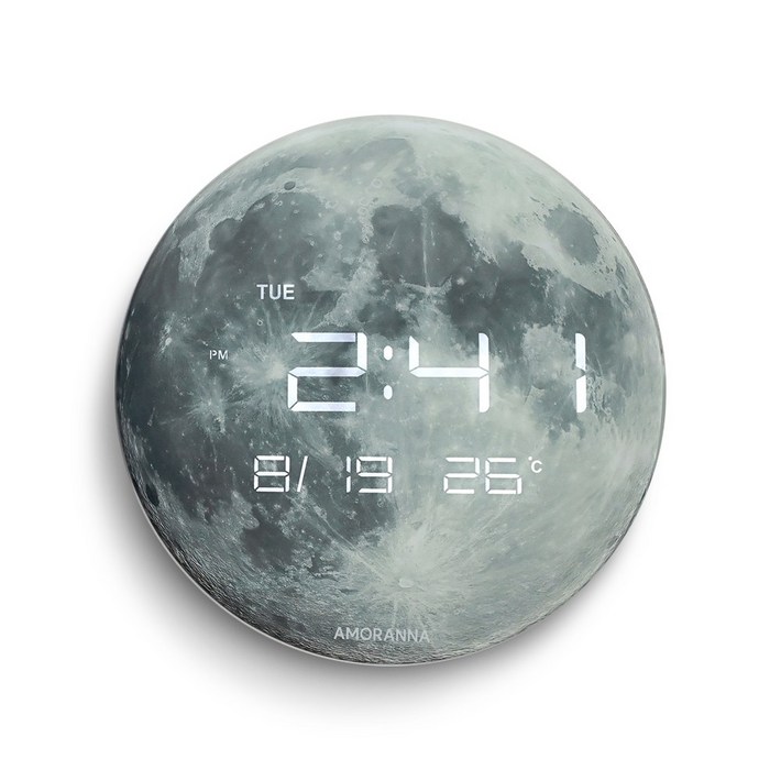 아모란나 무소음 LED 슈퍼문 벽시계 인테리어 효과 오리지널 달표면 Moon 벽시계 집들이선물, LED 32cm 기본 1미터  3미터 연장선
