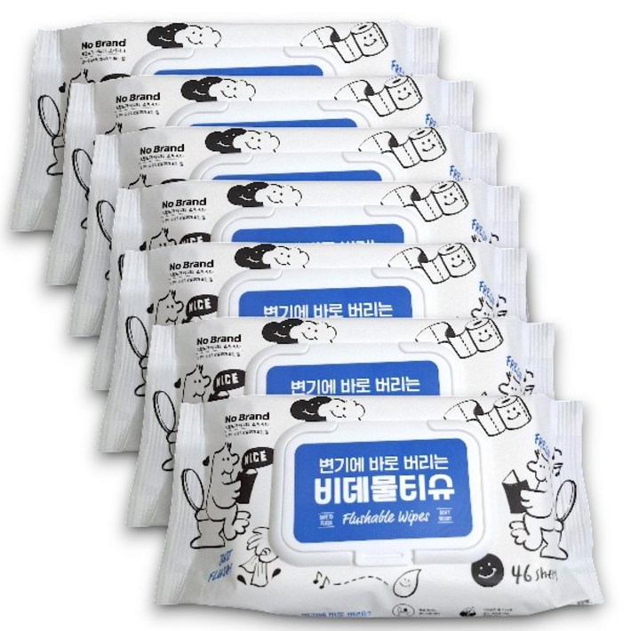 노브랜드 변기에 바로 버리는 비데 물티슈 NOBRAND FLUSHCABLE WIPES 46 SHEETS