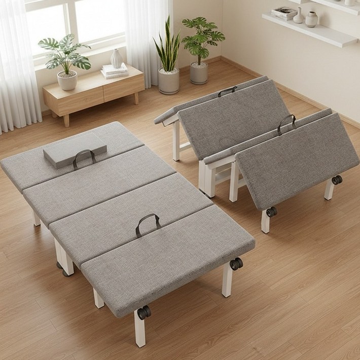 소프트엣지 1인용 간이 폴딩 접이식 침대, 그레이